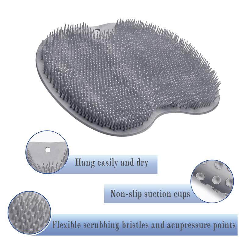 Silicone Shower Foot Scrubber Mat with Wall-Mounted Suction Cups.
