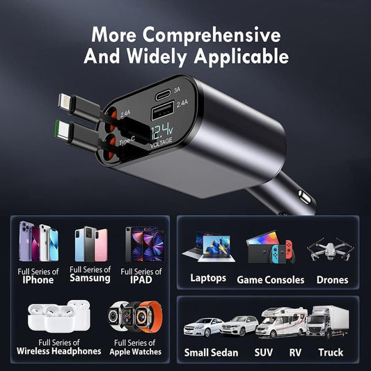 Four in one Retractable Car Charger